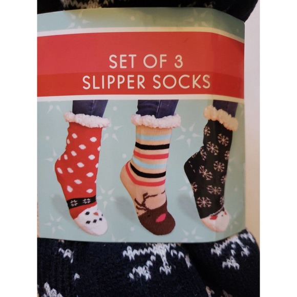 Christmas Comfy Slipper Socks 3 Pair Set - Picture 3 of 3